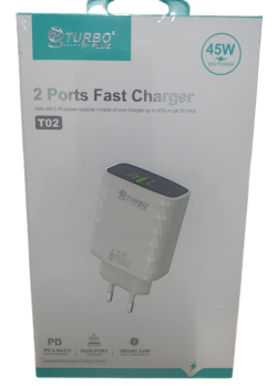 Turbo Plus 45W Çift Portlu Hızlı Şarj Cihazı