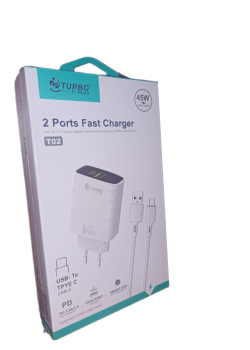 Turbo Plus 45W Çift Portlu Hızlı Şarj Aleti | Aynı Anda Hızlı ve Güvenli Şarj