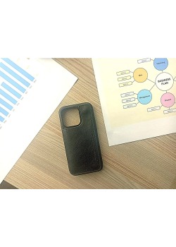 iPhone 14 Pro Kılıf Kartlıklı Stand Özellikli Suni Deri Siyah - Tek Ebat