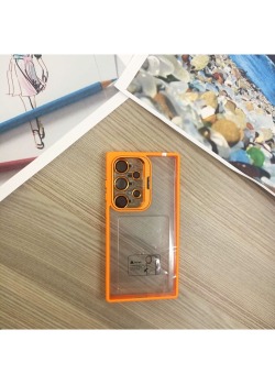 Samsung Galaxy S24 Ultra Telefon Kılıfı Şeffaf Lens Koruyuculu Stantlı Tasarım - Tek Ebat