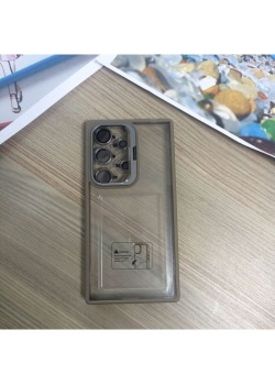 Samsung Galaxy S24 Ultra Telefon Kılıfı Şeffaf Lens Koruyuculu Stantlı Tasarım - Tek Ebat