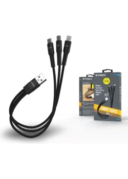 Syrox C144 3'ü 1 Arada Şarj Kablosu | Hızlı Şarj ve Veri Aktarımı İçin USB-A, Type-C ve Lightning Bağlantıları